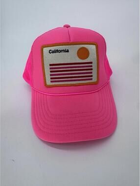 Friday Feelin’ Cali Stripe Foam Trucker Hat Hot Pink Adjustable Snapback